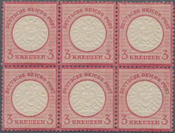 Deutsches Reich - Brustschild: 1872, Großer Schild 3 Kr. Im Postfrischen Sechserblock, Dabei Linke O - Briefe U. Dokumente