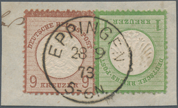 Deutsches Reich - Brustschild: 1872, Kleiner Schild 1 Kr Grün + Großer Schild 9 Kr Lilabraun Auf Bri - Briefe U. Dokumente