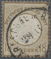 Deutsches Reich - Brustschild: 1872, Großer Schild 18 Kr. Ockerbraun Mit Zentrischem K1 "CARLSRUHE 2 - Brieven En Documenten