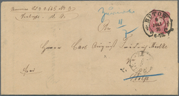 Deutsches Reich - Pfennige: 1875, 10 Pfge. Karmin, Entwertet Mit Hufeisenstempel "BÜTOW 8 JULI 76 6- - Cartas & Documentos