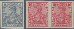 Deutsches Reich - Germania: 1900 Germania 2 Pf. Grau Und 10 Pf. Karminrot Im Waagerechten Paar, Alle - Ungebraucht