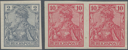 Deutsches Reich - Germania: 1900 Germania 2 Pf. Grau Und 10 Pf. Karminrot Im Waagerechten Paar, Alle - Nuevos