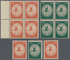 Deutsches Reich - Germania: 1912, Je 5 Stück Der 10 Und 30 Pfg. Flugpostmarken Am Rhein Und Main, Je - Unused Stamps