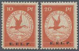 Deutsches Reich - Germania: 1912, 10 Und 20 Pfg. Flugpostmarken Mit Aufdruck“ E. EL. P.“ Komplett, K - Unused Stamps