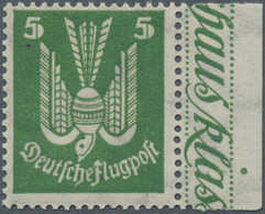 Deutsches Reich - Weimar: 1924, Flugpostmarke: Holztaube (V) 5 Pf Als Ungefaltetes Seitenrandstück M - Andere & Zonder Classificatie
