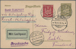 Deutsches Reich - Weimar: 1924, Holztaube 10 Pfg. Als Zus.-Frankatur Auf Entspr. Flugpostkarte, Berl - Otros & Sin Clasificación