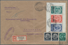 Deutsches Reich - 3. Reich: 1933, 5 Pf, 10 Pf U. 20 Pf Marken Aus Nothilfeblock, Zusammenhängend Als - Unused Stamps