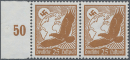 Deutsches Reich - 3. Reich: 1934, Flugpost 25 Pf. Orangebraun Mit Waagerechter Gummiriffelung Vom Li - Ongebruikt