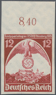 Deutsches Reich - 3. Reich: 1935, Nürnberger Parteitag 12 Pfg. Dunkelbraunrot, UNGEZÄHNTES Postfrisc - Ongebruikt
