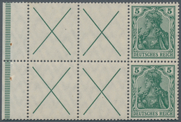 Deutsches Reich - Markenheftchenblätter: 1912, X + 5 Pfg. Germania, Heftchenblatt, Vier Felder Mit A - Postzegelboekjes