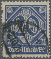 Deutsches Reich - Dienstmarken: 1920, 20 Pfg. Dienstmarke Mit Ziffer "21" Preußischblau Gestempelt " - Dienstmarken