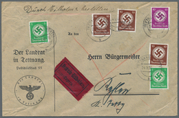 Deutsches Reich - Dienstmarken: 1938. 5 Pf. (2), 10 Pf. (3) Und 40 Pf. Als Seltene Kombination Porto - Dienstzegels
