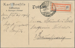 Deutsches Reich - Lokalausgaben 1918/23: HALLE (SAALE) OPD 1923, Gebührenzettel Karmin, Zwei Bedarfs - Briefe U. Dokumente