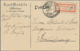 Deutsches Reich - Lokalausgaben 1918/23: HALLE (SAALE) OPD 1923, Gebührenzettel Karmin, Zwei Bedarfs - Storia Postale