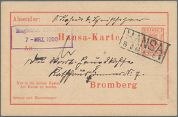 Deutsches Reich - Privatpost (Stadtpost): BROMBERG: Hansa, 2 Gebrauchte Karten (1x Kleine Fleckchen) - Private & Lokale Post