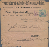 Deutsches Reich - Privatpost (Stadtpost): ERFURT: Privat-Stadtbrief-Beförderung, 2 Gebrauchte Ganzsa - Privatpost