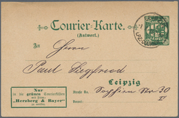 Deutsches Reich - Privatpost (Stadtpost): LEIPZIG: Courier H. B., Courier-Karte 21/2 Pfg. Braun, 1.8 - Posta Privata & Locale