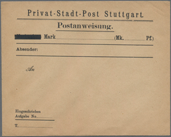 Deutsches Reich - Privatpost (Stadtpost): STUTTGART: Privat-Stadtpost, Beide Postanweisungsumschläge - Posta Privata & Locale