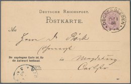 Deutsches Reich - Ganzsachen: 1888. Doppelkarte 5 Pfg Ziffer. Gebraucht Von "Oschersleben 13.1.88" N - Otros & Sin Clasificación