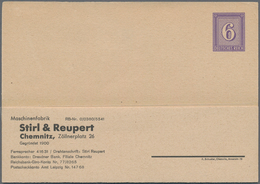 Deutsches Reich - Privatganzsachen: 1942 (ca). Privat-Postkarte 6 Pf Ziffer "Stirl & Reupert, Chemni - Autres & Non Classés