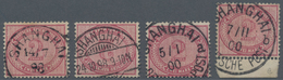 Deutsche Post In China - Vorläufer: 1890/1901, 2 Mark Dunkelrotkarmin 4 Stück Sauber Mit 4 Verschied - China (oficinas)