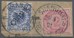 Deutsche Post In China - Vorläufer: 1898/1901, 2 Marks Rötlichkarmin In MiF Mit 20 Pf Aufdruckwert S - Deutsche Post In China