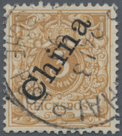 Deutsche Post In China: 1898, 3 Pfg. Hellocker, Steiler Aufdruck Gebraucht Mit K1 "S(HANG)HAI 24/3 9 - Cina (uffici)