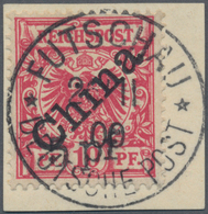 Deutsche Post In China: 1900, 5 Pfg. Auf 10 Pfg. Lilarot, Diagonaler Aufdruck, 2. Auflage Auf Kabine - Deutsche Post In China
