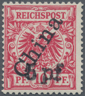 Deutsche Post In China: 1900, "5 Pf" Auf 10 Pf Lebhaftlilarot, Steiler Aufdruck, Postfrisch. Lt. Att - Deutsche Post In China