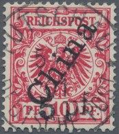 Deutsche Post In China: 1900, "5 Pf" Auf 10 Pf Lilarot, Steiler Aufdruck, Hellzinnober Quarzend. Die - China (oficinas)