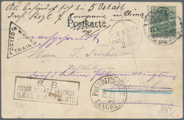 Deutsche Post In China: 1900, "POSTDIENST LANGFANG S.B.", Seltener K1 Auf Ansichtskarte (mit Bruchst - China (oficinas)