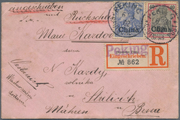 Deutsche Post In China: 1902, 20 Pf Ultramarin U. 40 Pf Karmin/schwarz Germania, Portogerechte Misch - Deutsche Post In China