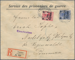 Deutsche Post In China: 1915, Vordruckumschlag "Service Des Prisonniers De Guerre" Als Einschreiben - Deutsche Post In China