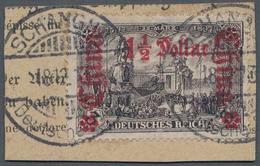Deutsche Post In China: 1913 (8.12.), "1 1/2 Dollar Auf 3 Mark" (Friedensdruck, 26:17 Zähnungslöcher - Deutsche Post In China
