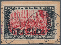 Deutsche Post In China: 1913 (16.1.), Sogn. "Ministerdruck" ("6 Pes. 25 Cts. Auf 5 Mark" Schwarz/dun - Deutsche Post In Marokko