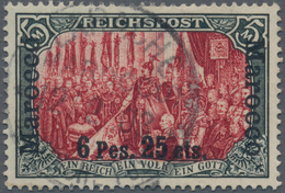 Deutsche Post In Marokko: 1900, "6 P 25 C" Auf 5 Mark Germania "REICHSPOST", Type I/IV (nur Weiße Na - Maroc (bureaux)