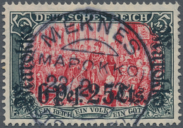 Deutsche Post In Marokko: 1911, "6 P 25 C" Aufdruck Auf 5 Mark Deutsches Reich, Friedensdruck 26:17 - Deutsche Post In Marokko