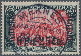 Deutsche Post In Marokko: 1911, "6 P 25 C" Aufdruck Auf 5 Mark Deutsches Reich, Friedensdruck 26:17 - Marruecos (oficinas)