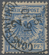 Deutsche Post In Der Türkei - Mitläufer: 1889/1894, 20 Pf Krone/Adler Blau Sauber Gestempelt Constan - Deutsche Post In Der Türkei