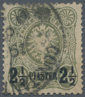 Deutsche Post In Der Türkei: 1887/88, Freimarke: 2½ PIA Auf 50 Pfg. Lebhaftolivgrün, Zarte Gestempel - Turkey (offices)