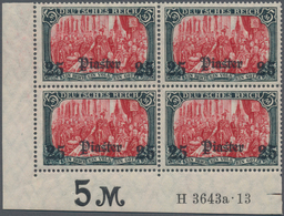 Deutsche Post In Der Türkei: 1905, 25 Pia Auf 5 Mark Aus Der Linken Unteren Bogenecke Mit HAN "H 364 - Turkey (offices)