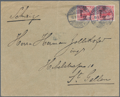 Deutsche Post In Der Türkei: 1914, 20 Para On 10 Pf Germania Im Senkr. Paar Auf Kriegspost-Brief Von - Turkse Rijk (kantoren)