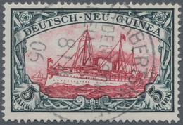 Deutsch-Neuguinea: 1901, 5 Mark Grünschwarz/dunkelkarmin Gebraucht Mit Zentrischem Einkreisstempel " - Nuova Guinea Tedesca