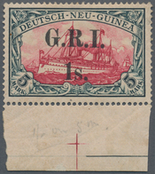 Deutsch-Neuguinea - Britische Besetzung: 1914: AUFDRUCKFEHLER 1 S. Statt 5 S Auf 5 M. Grünschwarz/du - Deutsch-Neuguinea