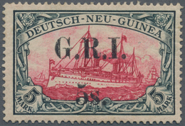 Deutsch-Neuguinea - Britische Besetzung: 1914: 5 S. Auf 5 M. Grünschwarz/dunkelkarmin, Aufdruck 'G.R - Nuova Guinea Tedesca