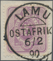 Deutsch-Ostafrika - Vorläufer: Lamu: 1889, 5 Pfennig Violettpurpur, Spätauflage Auf Briefstück Entwe - Deutsch-Ostafrika