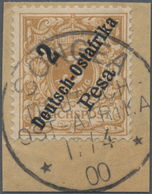 Deutsch-Ostafrika: 1898, " 2 Pesa" Auf 3 Pfg. Hellocker Gebraucht Auf Briefstück Entwertet Mit K1 "S - África Oriental Alemana