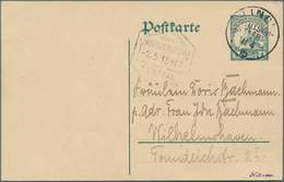 Deutsch-Ostafrika: 1915, SMS KÖNIGSBERG, 4 H Grün Ganzsachenkarte Aus LINDI, 11/4 15, Nach Wilhelmsh - Afrique Orientale