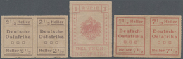 Deutsch-Ostafrika: 1916, WUGA-Ausgabe, 2 1/2 H Schwärzlichbraun, Waager. Typenpaar II+I, 7 1/2 H Rot - Duits-Oost-Afrika