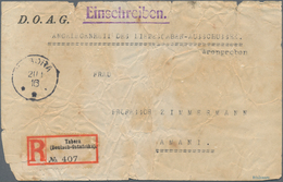 Deutsch-Ostafrika: 1916, Adresszettel "ANGELEGENHEIT DES LIEBESGABEN-AUSSCHUSSES", Per Einschreiben - África Oriental Alemana